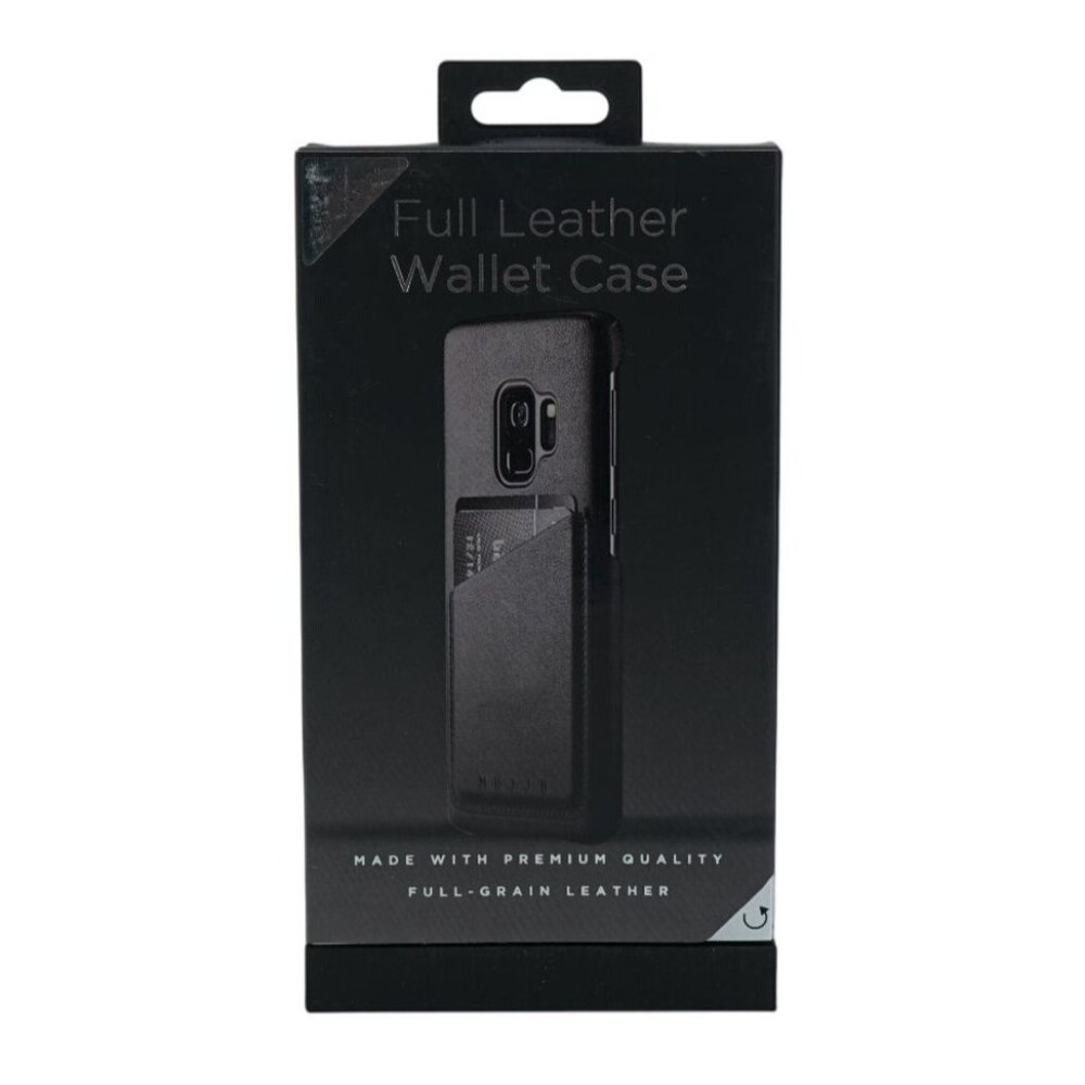 Mujjo Full Leather Wallet Case for Samsung Galaxy S9 – Black | Premium Full-Grai